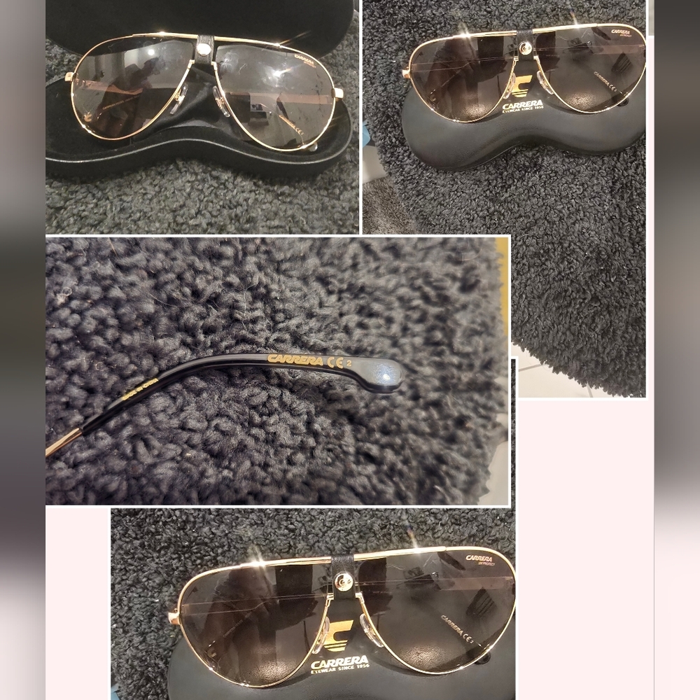 AUTHENTIC, FREE GIFT WITH PURCHASE UNISEX Carrera Gold and Black Aviator